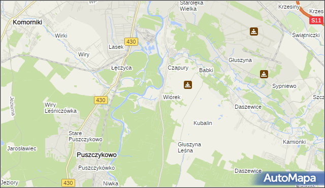 mapa Wiórek, Wiórek na mapie Targeo