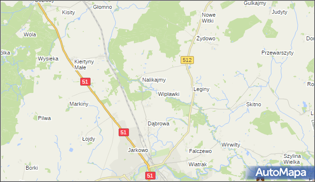 mapa Wipławki, Wipławki na mapie Targeo