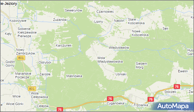 mapa Wola Władysławowska, Wola Władysławowska na mapie Targeo