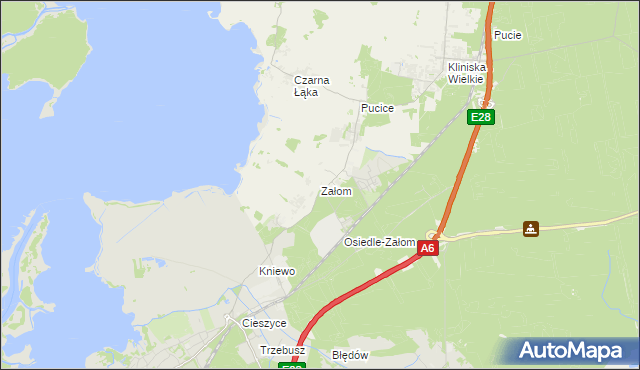 mapa Załom gmina Goleniów, Załom gmina Goleniów na mapie Targeo