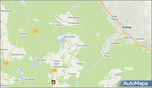 mapa Zbychowo, Zbychowo na mapie Targeo