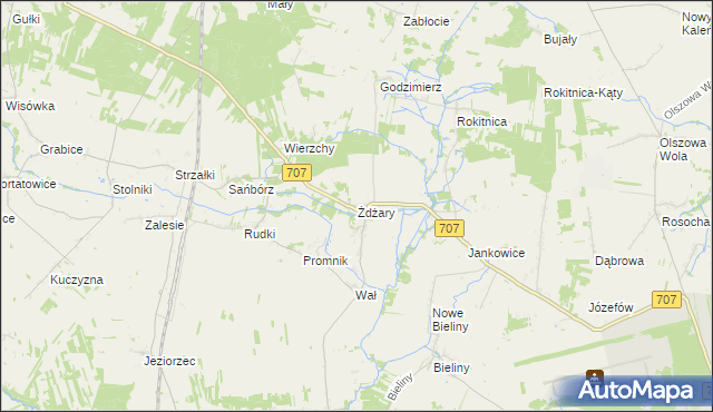 mapa Żdżary gmina Nowe Miasto nad Pilicą, Żdżary gmina Nowe Miasto nad Pilicą na mapie Targeo