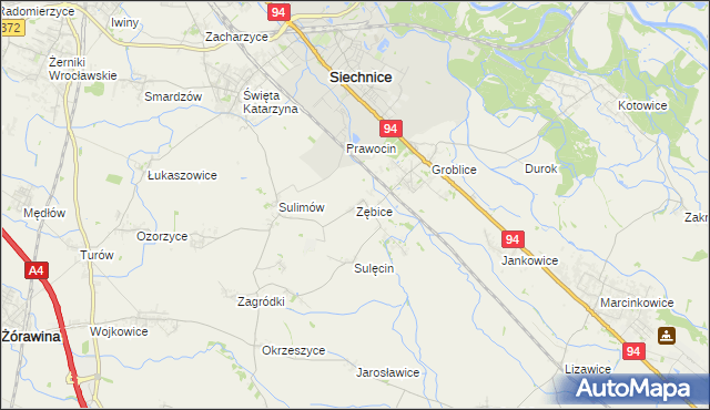 mapa Zębice, Zębice na mapie Targeo