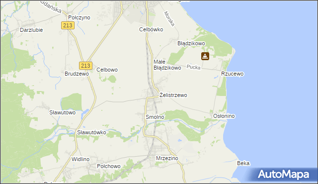 mapa Żelistrzewo, Żelistrzewo na mapie Targeo