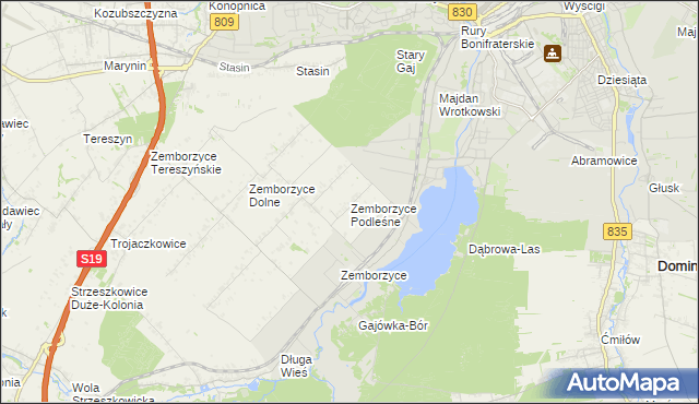 mapa Zemborzyce Podleśne, Zemborzyce Podleśne na mapie Targeo