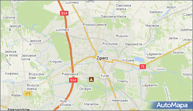 mapa Zgierz, Zgierz na mapie Targeo