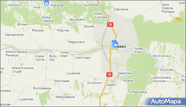 mapa Babilon gmina Lipsko, Babilon gmina Lipsko na mapie Targeo
