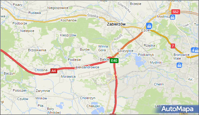 mapa Balice gmina Zabierzów, Balice gmina Zabierzów na mapie Targeo