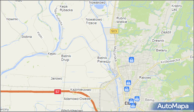 mapa Bielnik Pierwszy, Bielnik Pierwszy na mapie Targeo