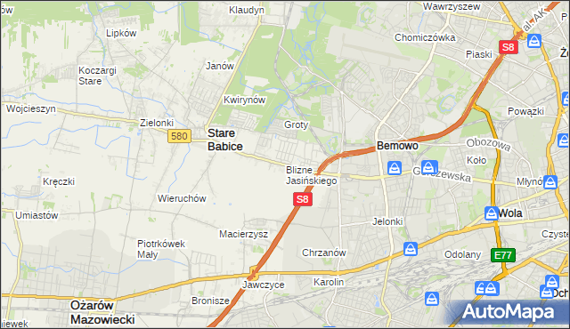 mapa Blizne Jasińskiego, Blizne Jasińskiego na mapie Targeo