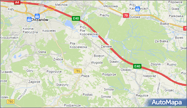 mapa Bolęcin gmina Trzebinia, Bolęcin gmina Trzebinia na mapie Targeo