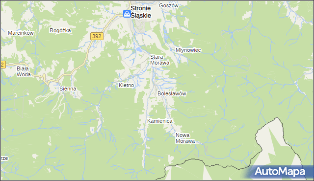 mapa Bolesławów gmina Stronie Śląskie, Bolesławów gmina Stronie Śląskie na mapie Targeo