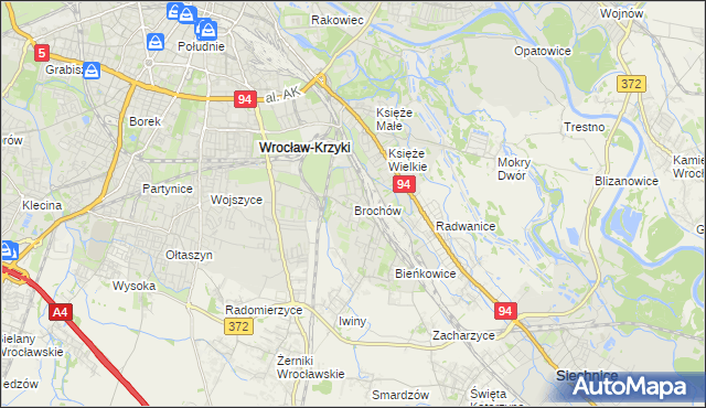 mapa Brochów gmina Wrocław, Brochów gmina Wrocław na mapie Targeo