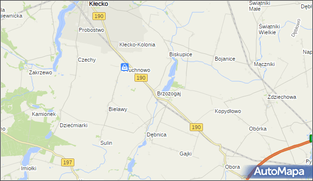 mapa Brzozogaj gmina Kłecko, Brzozogaj gmina Kłecko na mapie Targeo