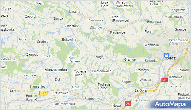 mapa Bugaj gmina Biecz, Bugaj gmina Biecz na mapie Targeo
