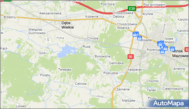 mapa Bykowizna, Bykowizna na mapie Targeo