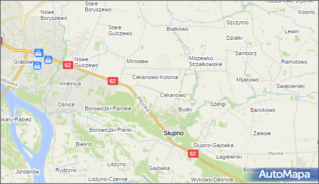 mapa Cekanowo gmina Słupno, Cekanowo gmina Słupno na mapie Targeo