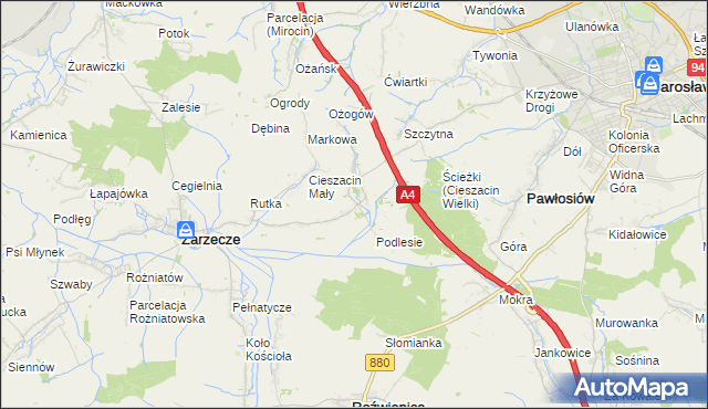 mapa Cieszacin Wielki, Cieszacin Wielki na mapie Targeo