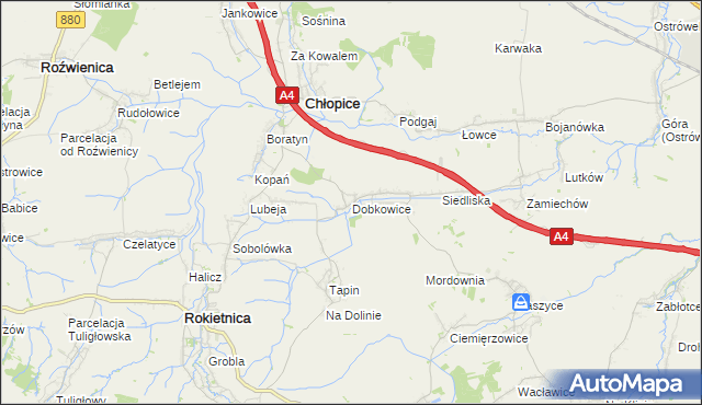 mapa Dobkowice gmina Chłopice, Dobkowice gmina Chłopice na mapie Targeo