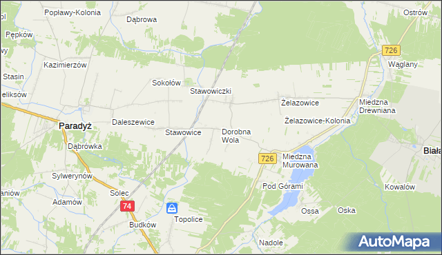 mapa Dorobna Wola, Dorobna Wola na mapie Targeo