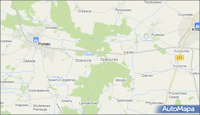 mapa Dzięczynka, Dzięczynka na mapie Targeo