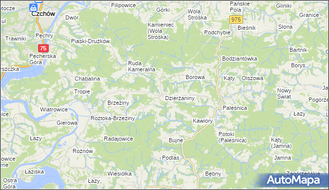 mapa Dzierżaniny, Dzierżaniny na mapie Targeo