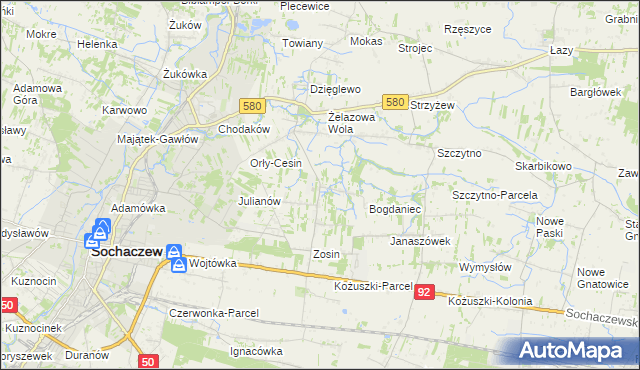 mapa Feliksów gmina Sochaczew, Feliksów gmina Sochaczew na mapie Targeo