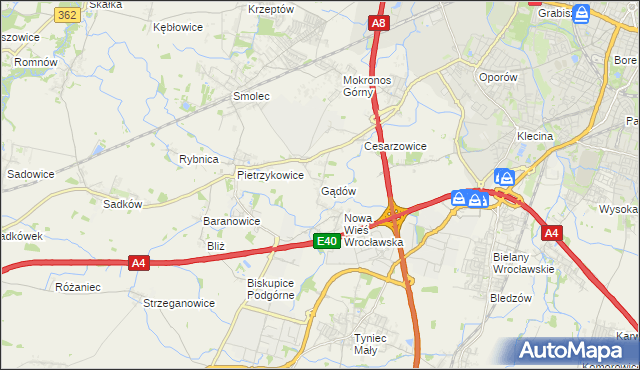 mapa Gądów, Gądów na mapie Targeo