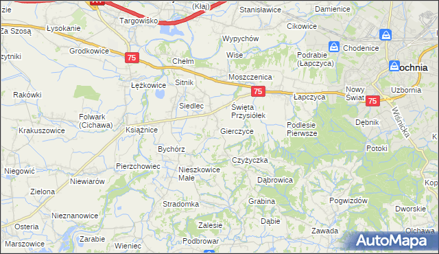 mapa Gierczyce gmina Bochnia, Gierczyce gmina Bochnia na mapie Targeo