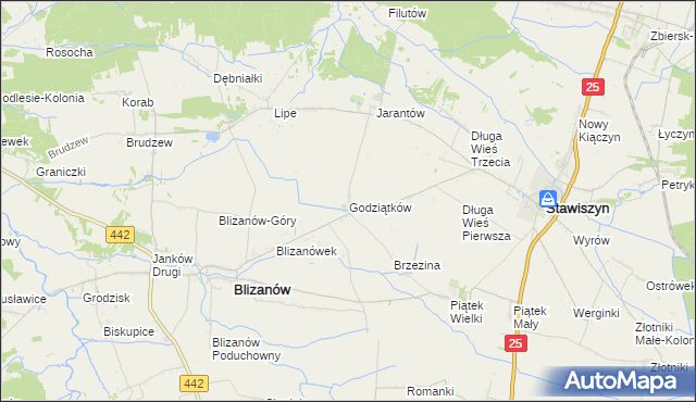 mapa Godziątków, Godziątków na mapie Targeo