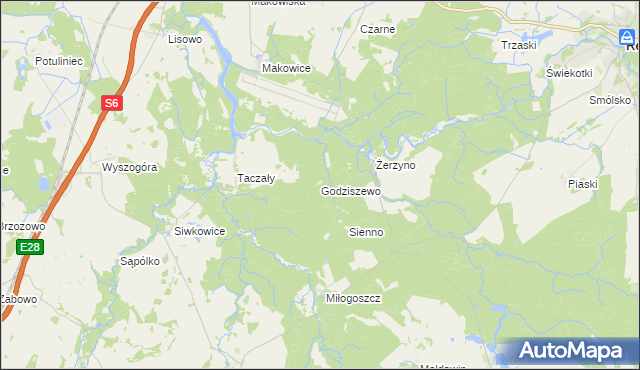 mapa Godziszewo gmina Resko, Godziszewo gmina Resko na mapie Targeo