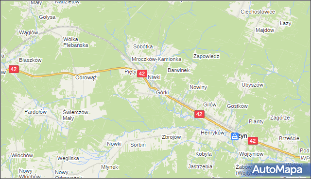 mapa Górki gmina Bliżyn, Górki gmina Bliżyn na mapie Targeo