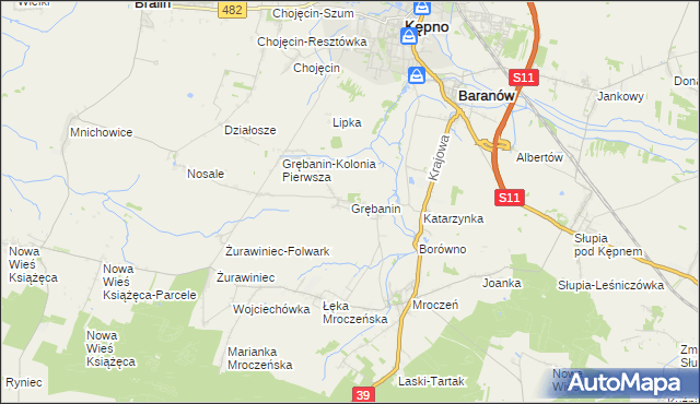 mapa Grębanin, Grębanin na mapie Targeo