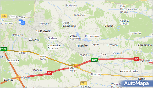 mapa Halinów powiat miński, Halinów powiat miński na mapie Targeo