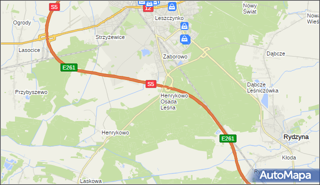 mapa Henrykowo Osada Leśna, Henrykowo Osada Leśna na mapie Targeo