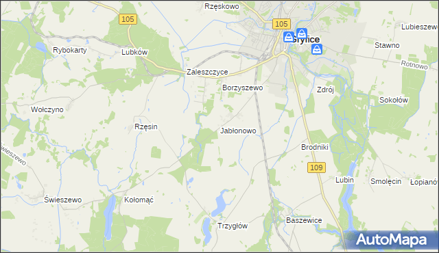 mapa Jabłonowo gmina Gryfice, Jabłonowo gmina Gryfice na mapie Targeo