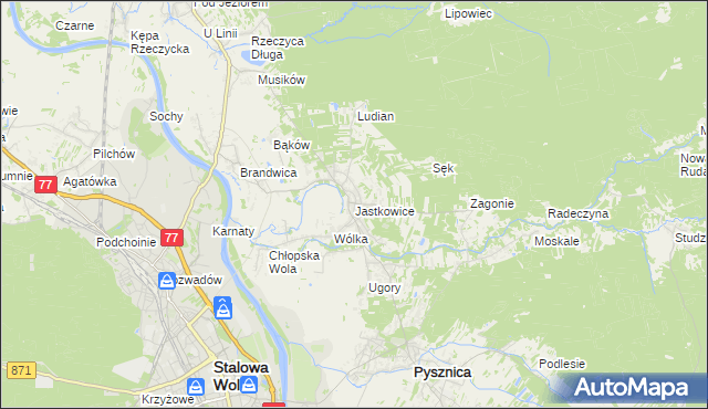 mapa Jastkowice, Jastkowice na mapie Targeo