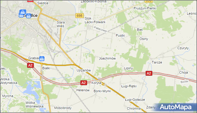 mapa Joachimów, Joachimów na mapie Targeo