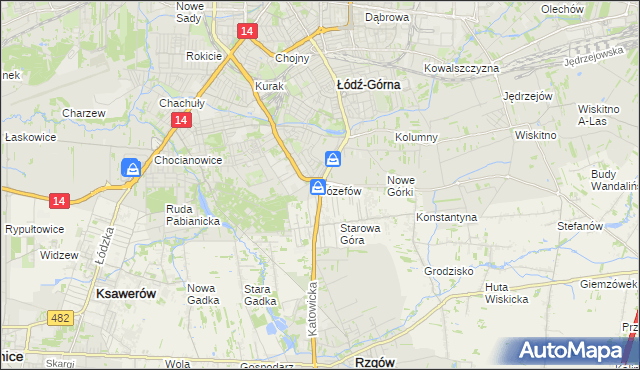 mapa Józefów gmina Łódź, Józefów gmina Łódź na mapie Targeo
