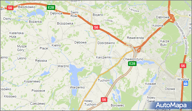 mapa Karczemki gmina Szemud, Karczemki gmina Szemud na mapie Targeo