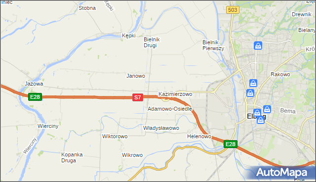 mapa Kazimierzowo gmina Elbląg, Kazimierzowo gmina Elbląg na mapie Targeo