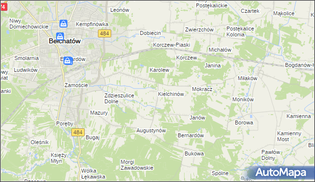 mapa Kielchinów, Kielchinów na mapie Targeo