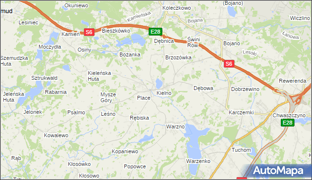 mapa Kielno gmina Szemud, Kielno gmina Szemud na mapie Targeo