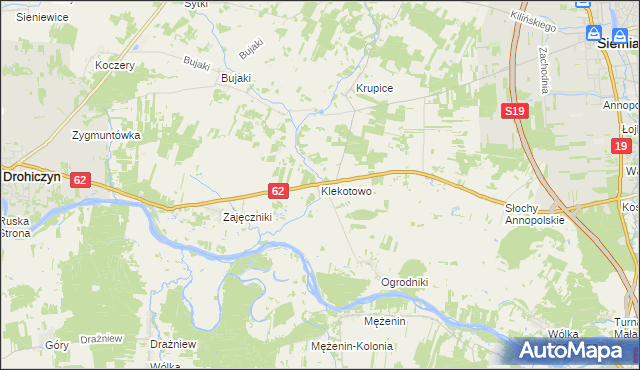 mapa Klekotowo gmina Siemiatycze, Klekotowo gmina Siemiatycze na mapie Targeo