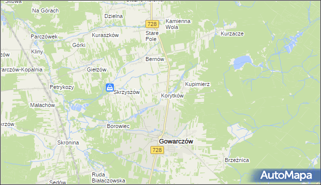 mapa Korytków gmina Gowarczów, Korytków gmina Gowarczów na mapie Targeo
