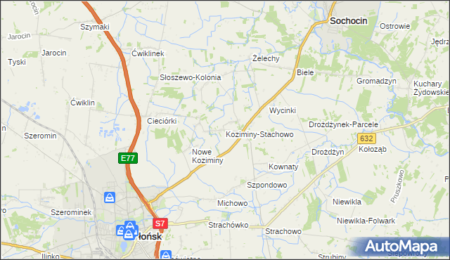 mapa Koziminy-Stachowo, Koziminy-Stachowo na mapie Targeo