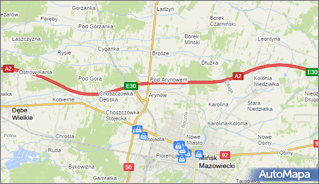 mapa Królewiec gmina Mińsk Mazowiecki, Królewiec gmina Mińsk Mazowiecki na mapie Targeo