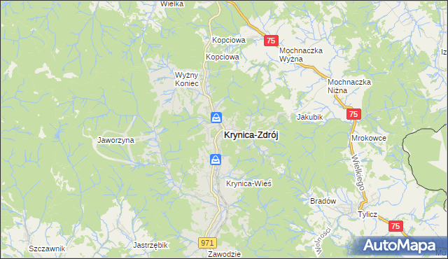 mapa Krynica-Zdrój, Krynica-Zdrój na mapie Targeo