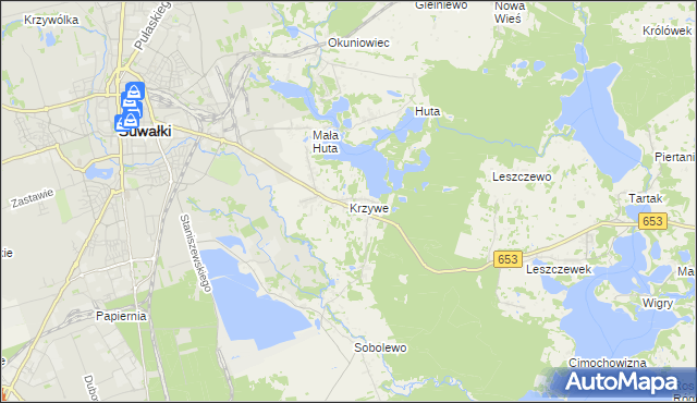mapa Krzywe gmina Suwałki, Krzywe gmina Suwałki na mapie Targeo