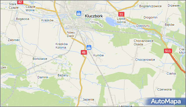 mapa Kuniów, Kuniów na mapie Targeo